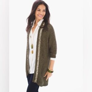 Chico's Sequin Trim Open Cardigan